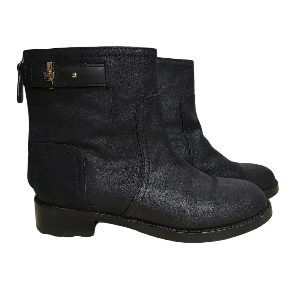 Tory Burch Selena Black Leather Ankle Boots 9